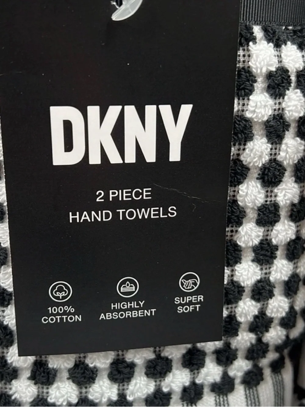 Donna Karan New York DKNY Bath Towel Set - Black White Textured - 4 Peice NEW